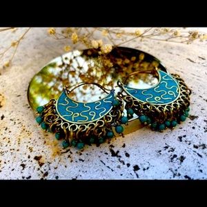 Handmade Turquoise Brass Earrings